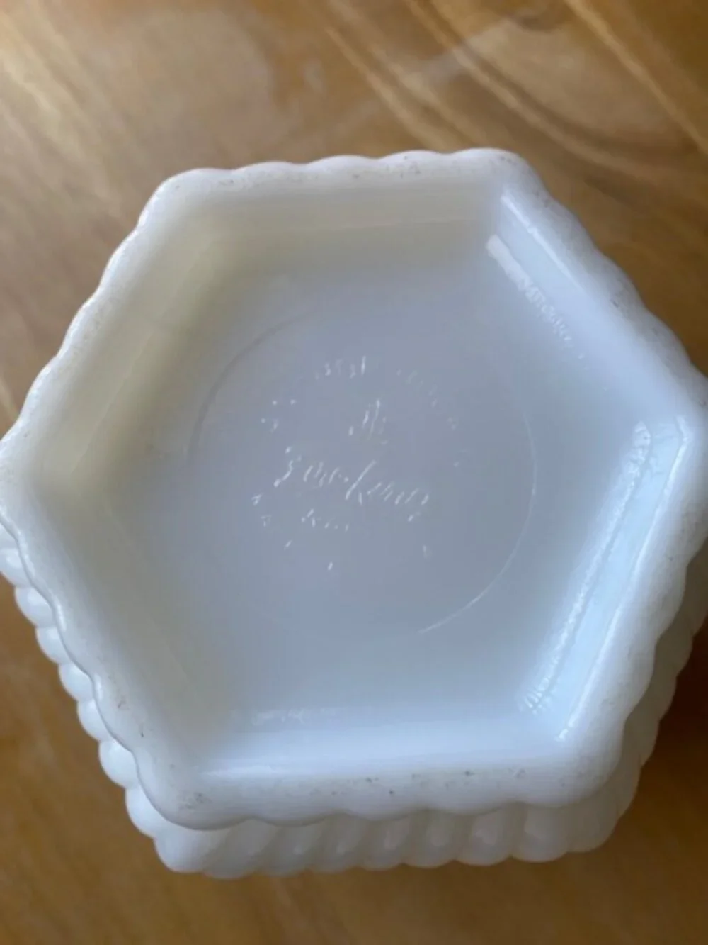Milk Glass Vase with Grapevine Design